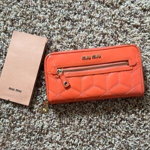 Miu Miu Orange Quilted Wallet